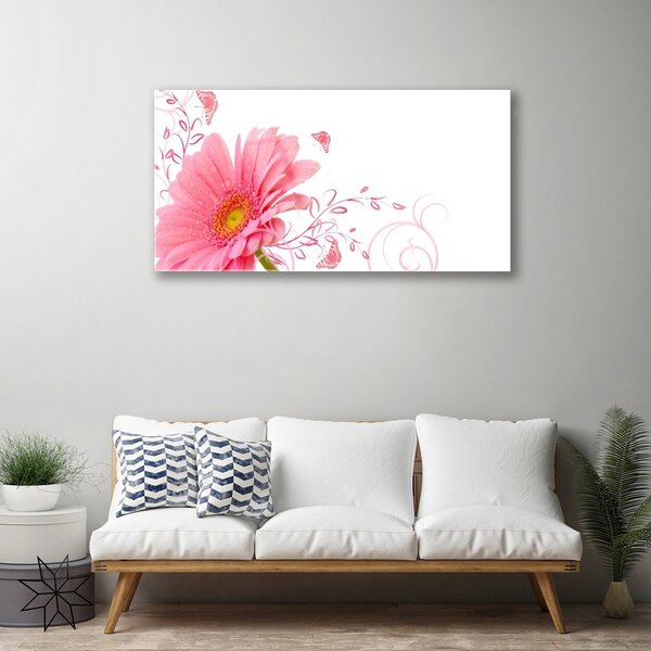Tablou pe sticla Florale flori roz