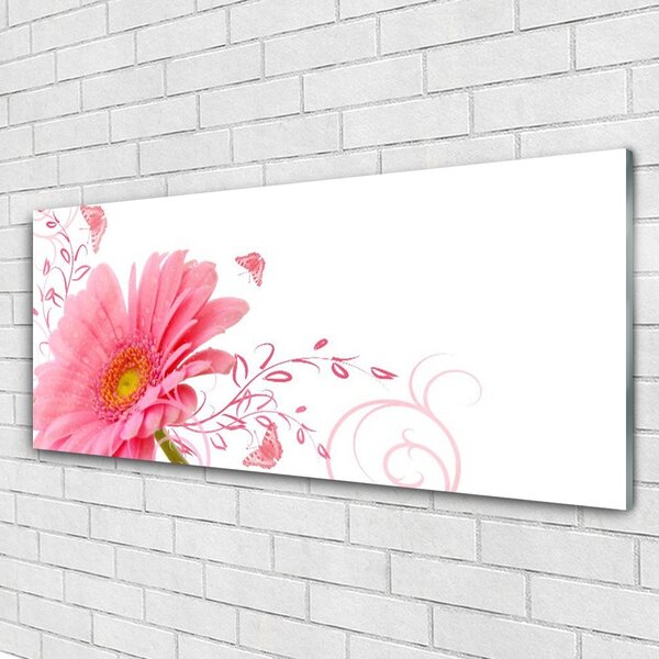 Tablou pe sticla Florale flori roz