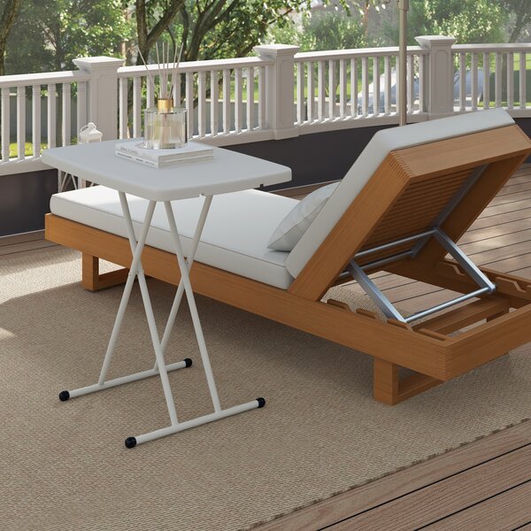 Outsunny Măsuță de Cafea Pliabilă, Reglabilă pe Înălțime și Portabilă, cu Blat HDPE și Cadru Metalic, 76x50x74 cm, Alb | Aosom Romania