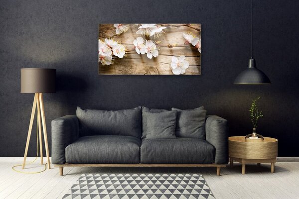 Tablou pe sticla Flori Floral alb