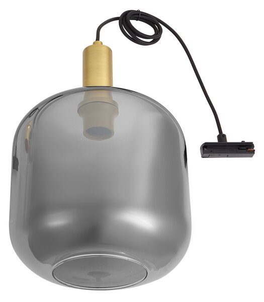 Design hanglamp messing met smoke glas voor railsysteem 1-fase - Iconic Zuzanna