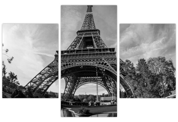 Tablou - Turnul Eiffel, alb-negru (90x60 cm)