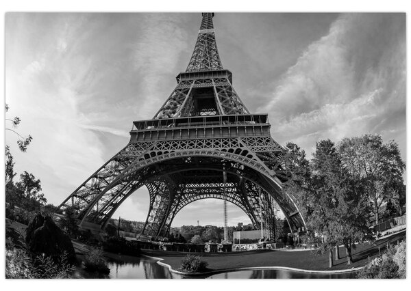 Tablou - Turnul Eiffel, alb-negru (90x60 cm)
