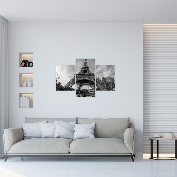 Tablou - Turnul Eiffel, alb-negru (90x60 cm)