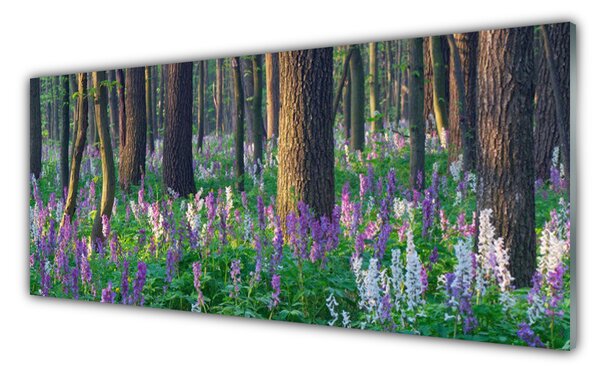Tablou pe sticla Pădurea Verde Natura Brun Violet