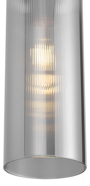 Lampă suspendată Art Deco neagră cu sticlă fumurie pentru sistem de șină monofazat - Iconic Laura