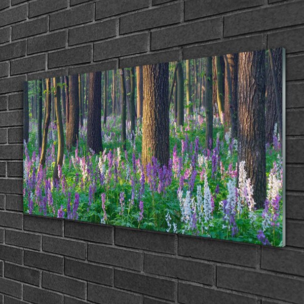 Tablou pe sticla Pădurea Verde Natura Brun Violet