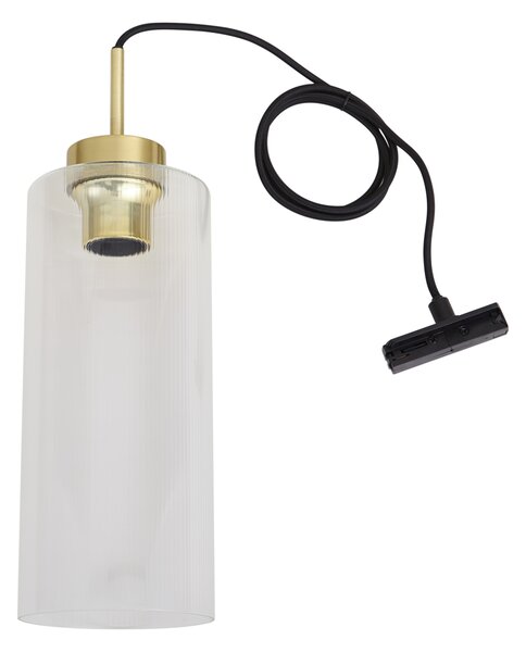 Lampă suspendată Art Deco aurie cu sticlă transparentă pentru sistem de șină monofazat - Iconic Laura