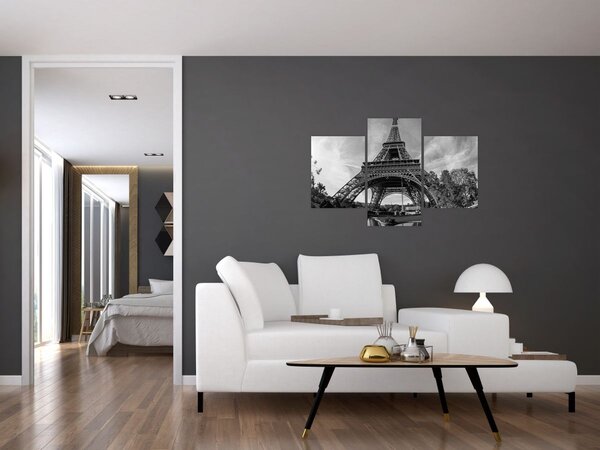 Tablou - Turnul Eiffel, alb-negru (90x60 cm)