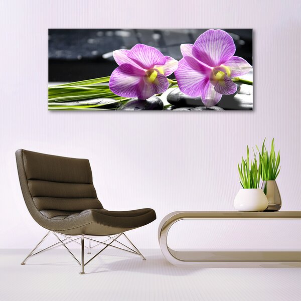 Tablou pe sticla Flori roz Floral