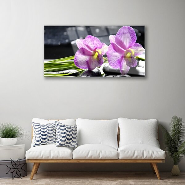 Tablou pe sticla Flori roz Floral