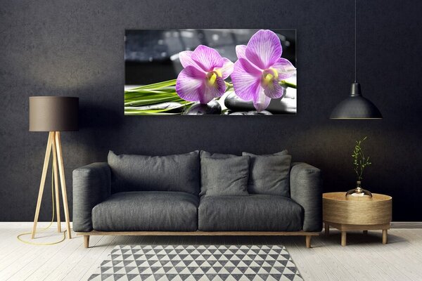 Tablou pe sticla Flori roz Floral