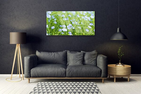 Tablou pe sticla Flori Iarbă Natura Verde Violet
