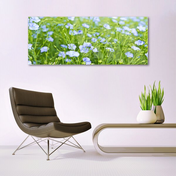 Tablou pe sticla Flori Iarbă Natura Verde Violet