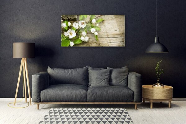 Tablou pe sticla Flori Floral Alb Verde