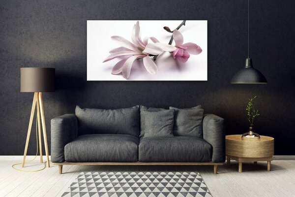 Tablou pe sticla Flori Floral alb