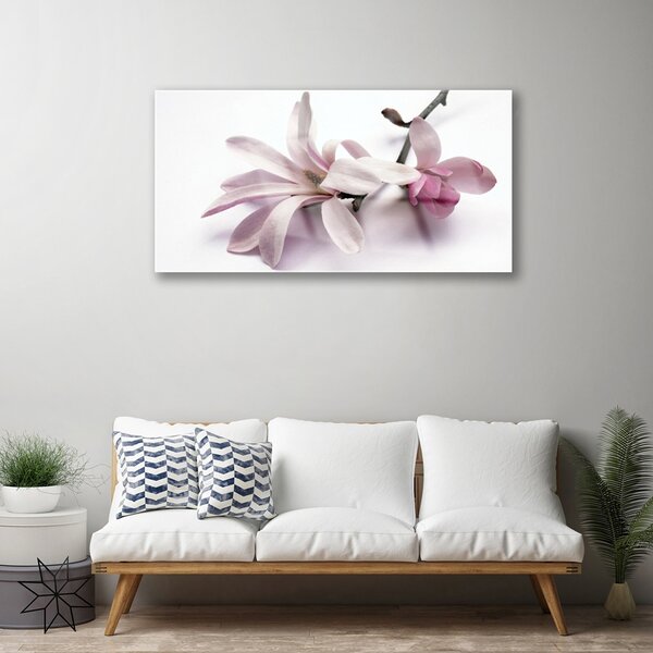 Tablou pe sticla Flori Floral alb