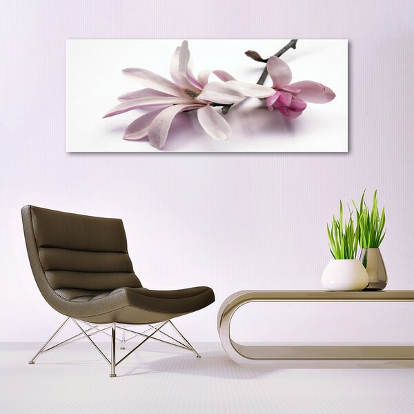 Tablou pe sticla Flori Floral alb