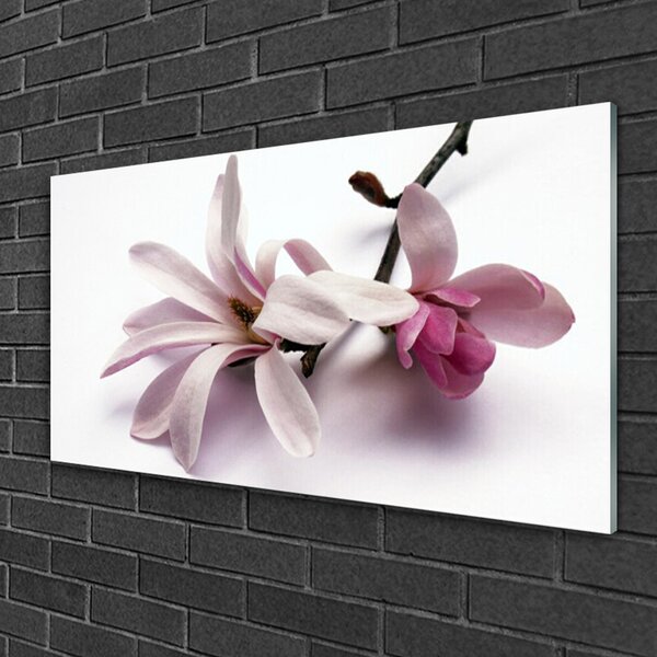 Tablou pe sticla Flori Floral alb