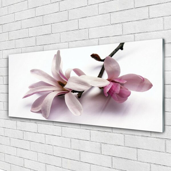 Tablou pe sticla Flori Floral alb