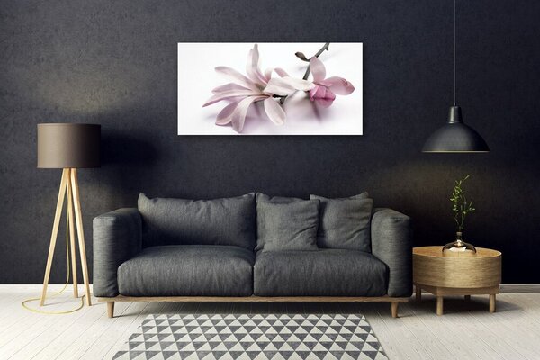 Tablou pe sticla Flori Floral alb