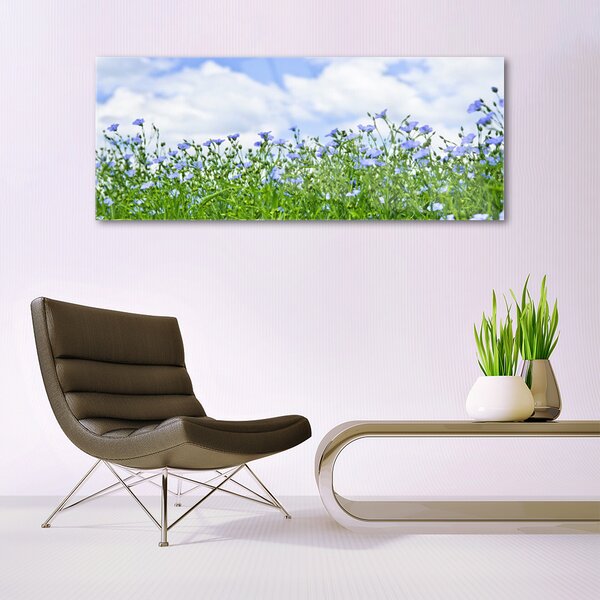 Tablou pe sticla Flori Natura Verde Violet