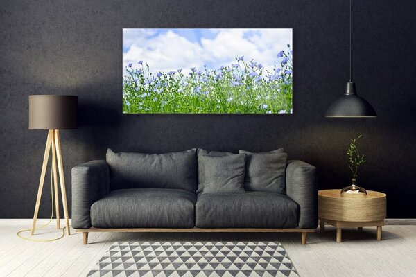 Tablou pe sticla Flori Natura Verde Violet