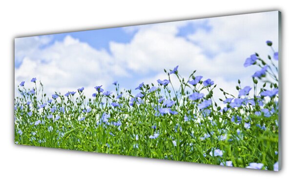 Tablou pe sticla Flori Natura Verde Violet