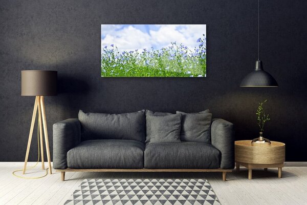 Tablou pe sticla Flori Natura Verde Violet