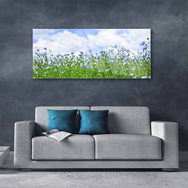 Tablou pe sticla Flori Natura Verde Violet