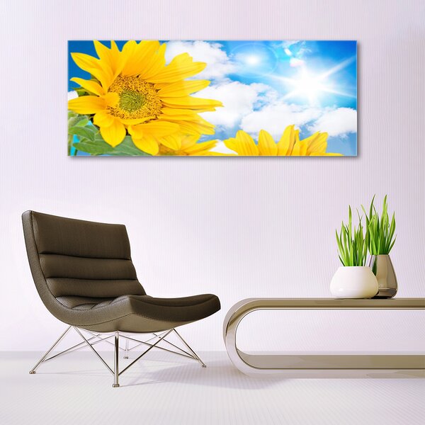 Tablou pe sticla Flori Floral Galben
