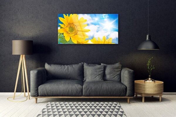 Tablou pe sticla Flori Floral Galben