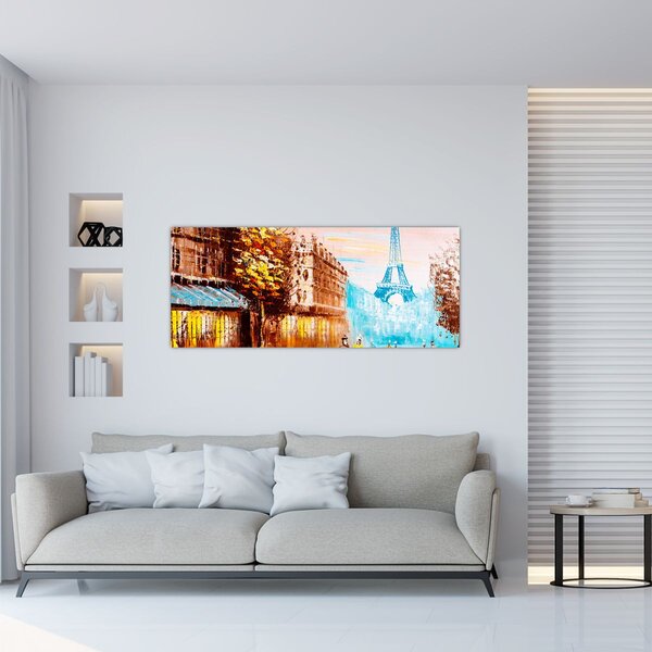 Tablou - Vremea ploioasă și Turnul Eiffel (120x50 cm)