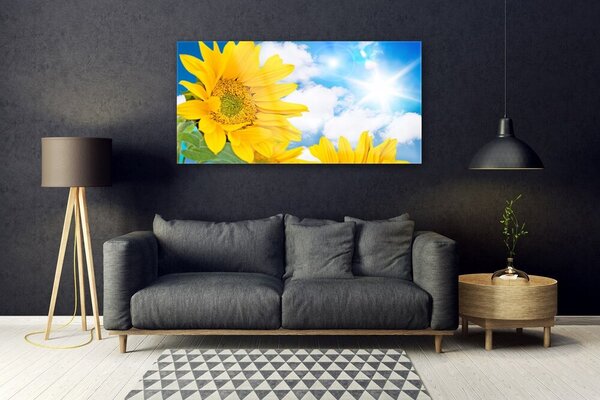 Tablou pe sticla Flori Floral Galben