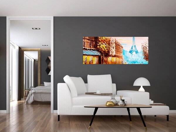 Tablou - Vremea ploioasă și Turnul Eiffel (120x50 cm)