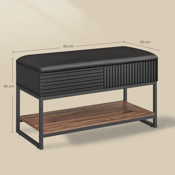 Bancuta cu spatiu depozitare si pantofar Vasagle Gri inchis 80x35x46 cm