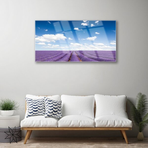 Tablou pe sticla Flori Meadow Natura Purple