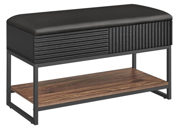 Bancuta cu spatiu depozitare si pantofar Vasagle Gri inchis 80x35x46 cm