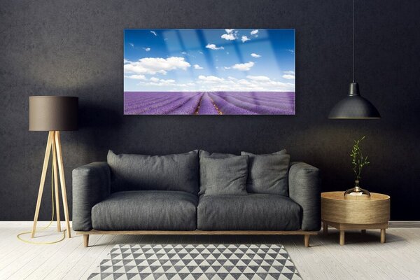 Tablou pe sticla Flori Meadow Natura Purple