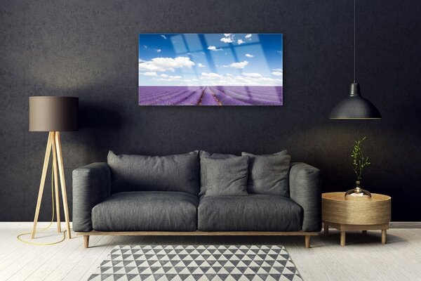 Tablou pe sticla Flori Meadow Natura Purple