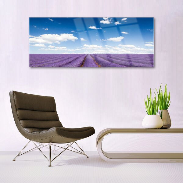 Tablou pe sticla Flori Meadow Natura Purple