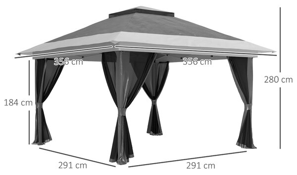 Outsunny Pavilion Pliabil cu Pereți din Plasă, Înălțime Reglabilă și Protecție UV, 356x356x280 cm, Gri | Aosom Romania