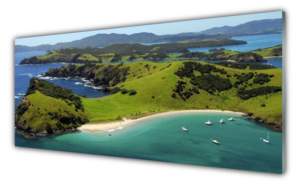 Tablou pe sticla Sea Beach Peisaj Forestier Albastru Maro Verde