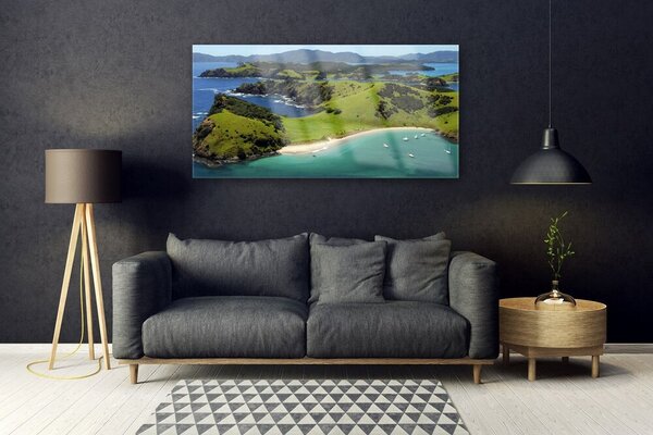 Tablou pe sticla Sea Beach Peisaj Forestier Albastru Maro Verde