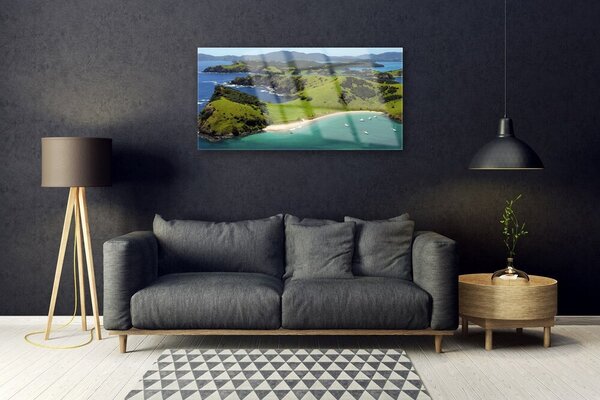 Tablou pe sticla Sea Beach Peisaj Forestier Albastru Maro Verde