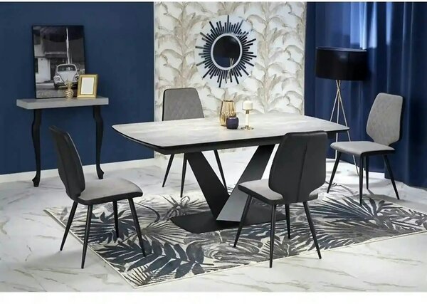 Masa extensibila MDF VINSTON, gri inchis/negru, 180/230x95x76 cm