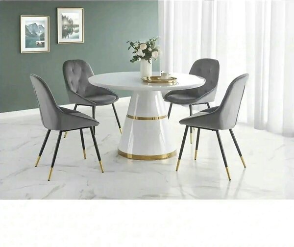 Masa rotunda 120 VEGAS, alb/auriu, MDF/metal