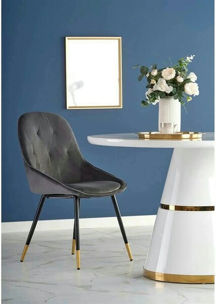 Masa rotunda 120 VEGAS, alb/auriu, MDF/metal