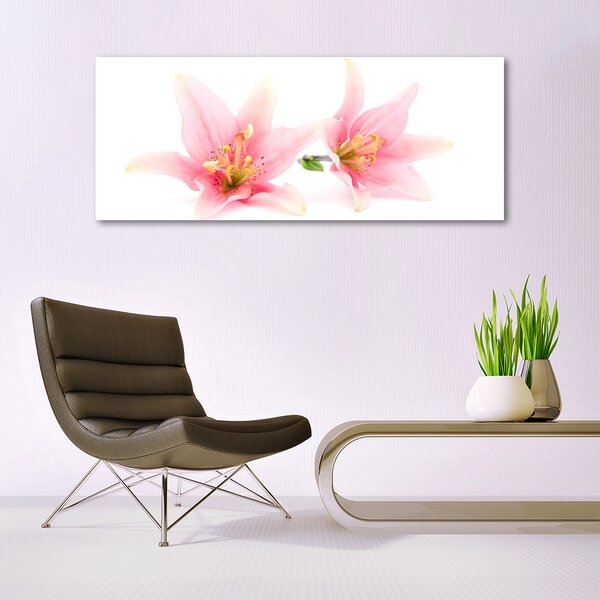 Tablou pe sticla Flori roz Floral