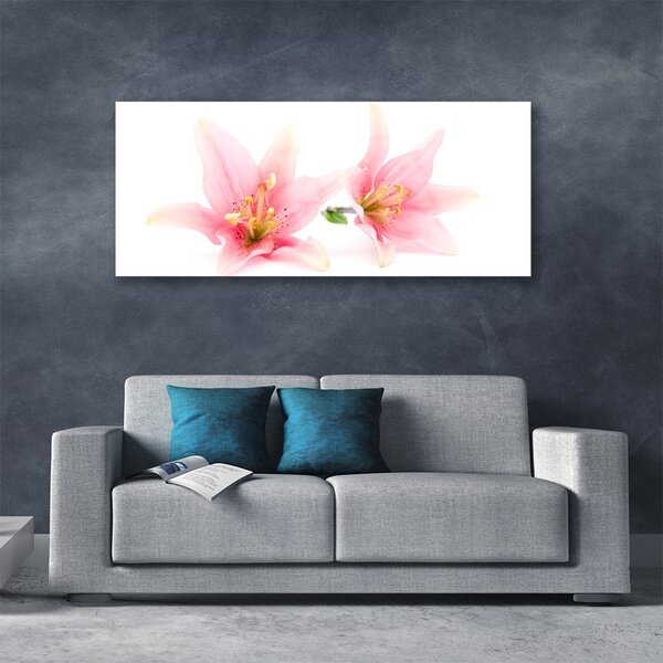 Tablou pe sticla Flori roz Floral